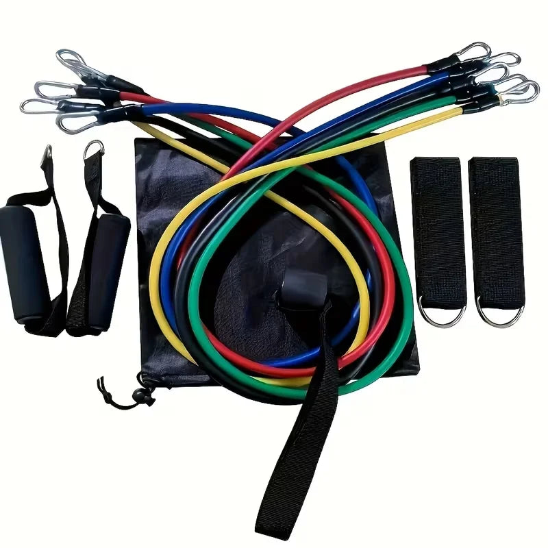 11pcs/Set Pull Rope, Resistance Bands, Portable Fitness Equipment, Ankle Strap, Chest Expander, Elastic Exercise Band